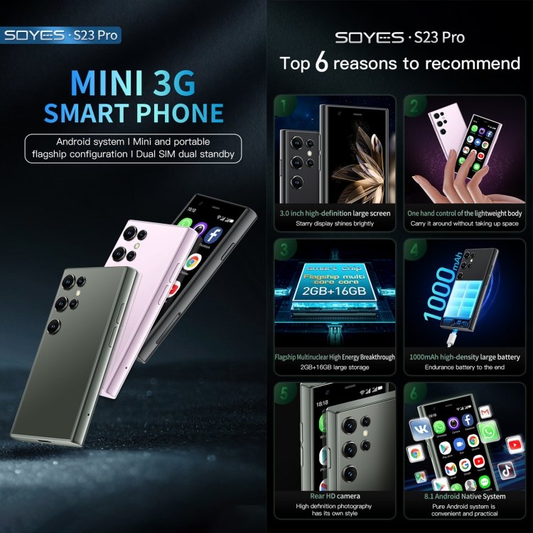 Factory Price SOYES S23 Pro, 2GB+16GB 3.0 inch Android 8.1 MTK6580 Quad Core 3G Cell Phone